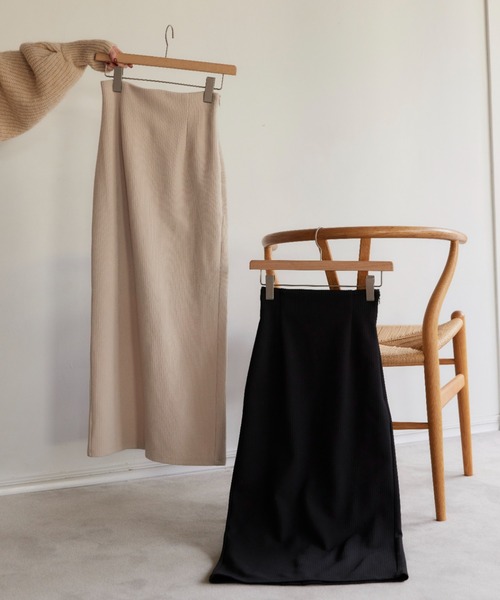 hinari（ヒナリ）の「リブタイトスカート（スカート・レディース・ブラック/アイボリー・X-SMALL/SMALL/MEDIUM）」の4枚目の写真