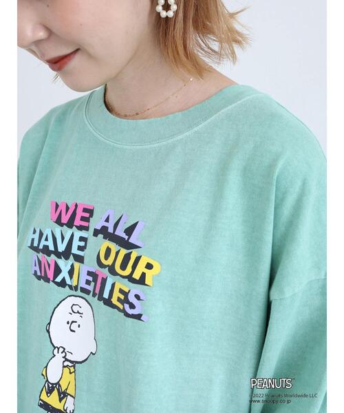 PEANUTS(ピーナッツ)の「PEANUTSピグメントロングT(Tシャツ/カットソー・レディース・グリーン/イエロー/ホワイト・FREE)」の4枚目の写真