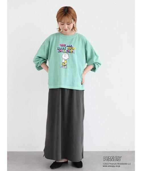 PEANUTS(ピーナッツ)の「PEANUTSピグメントロングT(Tシャツ/カットソー・レディース・グリーン/イエロー/ホワイト・FREE)」の8枚目の写真