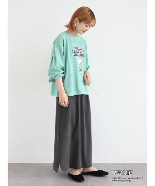 PEANUTS(ピーナッツ)の「PEANUTSピグメントロングT(Tシャツ/カットソー・レディース・グリーン/イエロー/ホワイト・FREE)」の9枚目の写真