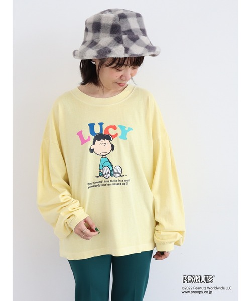 PEANUTS(ピーナッツ)の「PEANUTSピグメントロングT(Tシャツ/カットソー・レディース・グリーン/イエロー/ホワイト・FREE)」の3枚目の写真