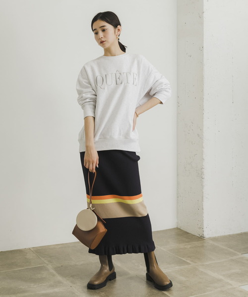 URBAN RESEARCH(アーバンリサーチ)の「マルチボーダーニットスカート(スカート・レディース・チャコールグレー/ネイビー・FREE)」の12枚目の写真