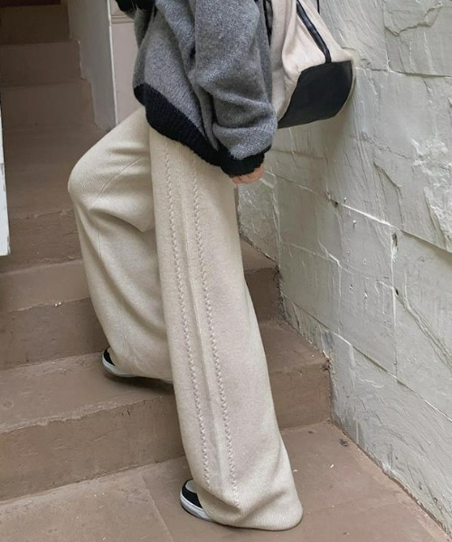 LAC-VERT（ラック・ヴェール）の「ラインニットパンツ（その他パンツ・レディース・ベージュ/ライトグレー/グレー/ブラック/ライトベージュ・FREE）」の5枚目の写真