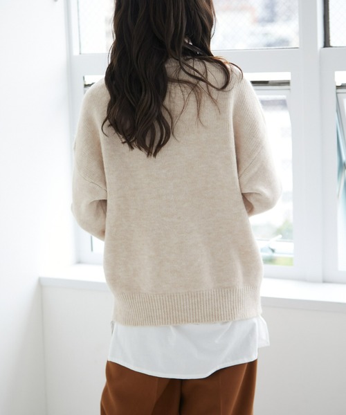 ECRIRE（エクリール）の「ドロップショルダーニット（ニット/セーター・レディース・アイボリー/カーキ/ベージュ/グリーン/サックスブルー・M）」の7枚目の写真