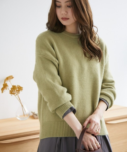 ECRIRE（エクリール）の「ドロップショルダーニット（ニット/セーター・レディース・アイボリー/カーキ/ベージュ/グリーン/サックスブルー・M）」の21枚目の写真