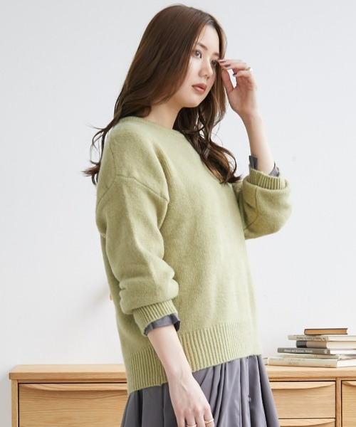 ECRIRE（エクリール）の「ドロップショルダーニット（ニット/セーター・レディース・アイボリー/カーキ/ベージュ/グリーン/サックスブルー・M）」の19枚目の写真