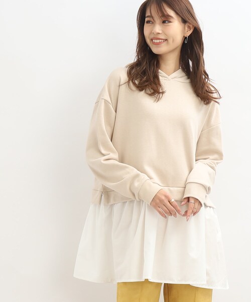 SHOO・LA・RUE（シューラルー）の「◆裏毛フードドッキングチュニック（チュニック・レディース・ブラック/ライトベージュ/ピンク系・00）」の3枚目の写真