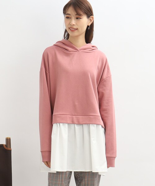 SHOO・LA・RUE（シューラルー）の「◆裏毛フードドッキングチュニック（チュニック・レディース・ブラック/ライトベージュ/ピンク系・00）」の4枚目の写真