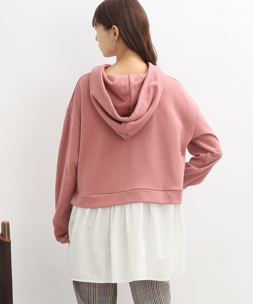 SHOO・LA・RUE（シューラルー）の「◆裏毛フードドッキングチュニック（チュニック・レディース・ブラック/ライトベージュ/ピンク系・00）」の6枚目の写真