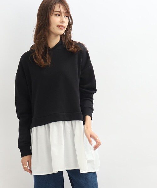 SHOO・LA・RUE（シューラルー）の「◆裏毛フードドッキングチュニック（チュニック・レディース・ブラック/ライトベージュ/ピンク系・00）」の12枚目の写真