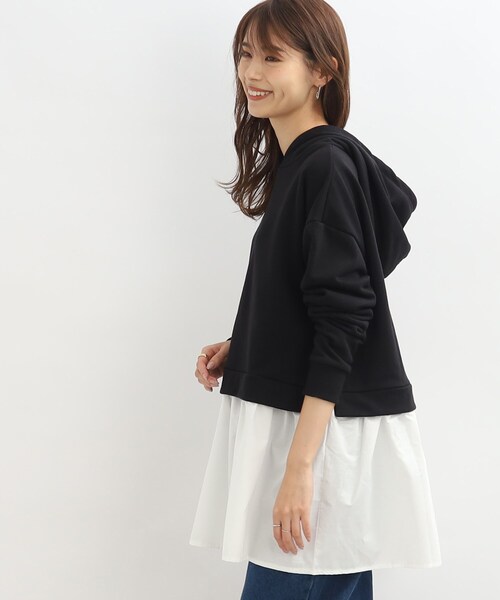 SHOO・LA・RUE（シューラルー）の「◆裏毛フードドッキングチュニック（チュニック・レディース・ブラック/ライトベージュ/ピンク系・00）」の13枚目の写真