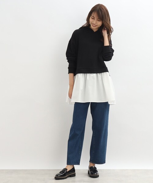 SHOO・LA・RUE（シューラルー）の「◆裏毛フードドッキングチュニック（チュニック・レディース・ブラック/ライトベージュ/ピンク系・00）」の15枚目の写真