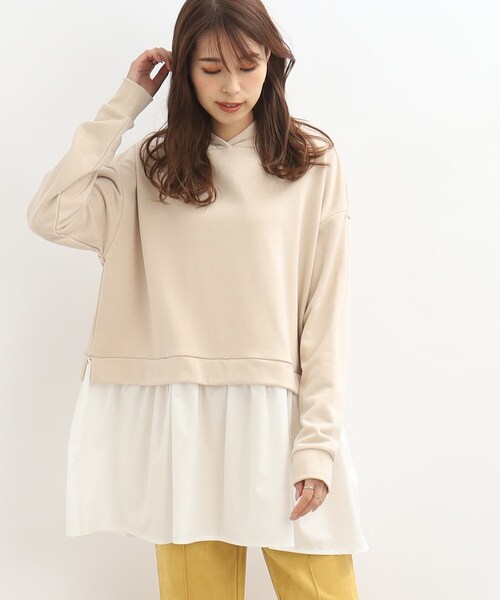 SHOO・LA・RUE（シューラルー）の「◆裏毛フードドッキングチュニック（チュニック・レディース・ブラック/ライトベージュ/ピンク系・00）」の19枚目の写真