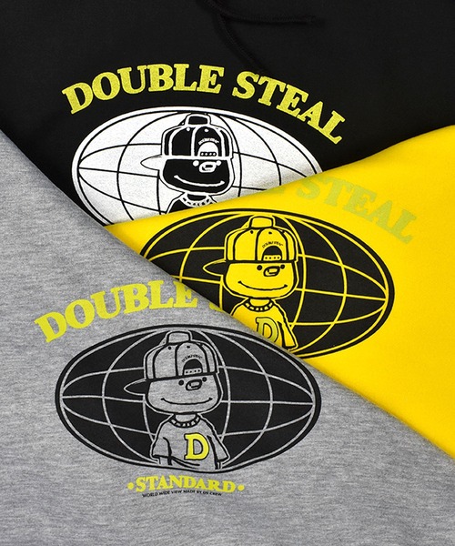 DOUBLE STEAL（ダブルスティール）の「Global DOUBZ LOGO 裏起毛パーカー（パーカー・メンズ・ブラック/トップグレー/イエロー・MEDIUM/LARGE/X-LARGE）」の4枚目の写真