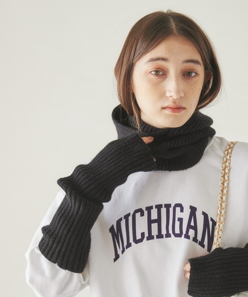 ANGIE（アンジー）の「リブニットアームウォーマー/手袋（アームカバー・レディース・杢グレー/ブラウン/ブラック/アイボリー・FREE）」の6枚目の写真