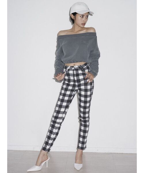 GYDA（ジェイダ）の「アームギャザーピグメントオフショル ショートスウェットトップス（Tシャツ/カットソー・レディース・アイボリー/チャコールグレー/オレンジ系その他3・FREE）」の14枚目の写真