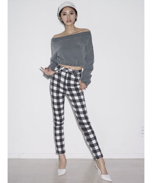 GYDA（ジェイダ）の「アームギャザーピグメントオフショル ショートスウェットトップス（Tシャツ/カットソー・レディース・アイボリー/チャコールグレー/オレンジ系その他3・FREE）」の11枚目の写真