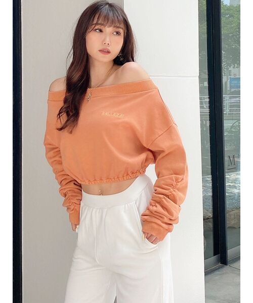 GYDA（ジェイダ）の「アームギャザーピグメントオフショル ショートスウェットトップス（Tシャツ/カットソー・レディース・アイボリー/チャコールグレー/オレンジ系その他3・FREE）」の5枚目の写真