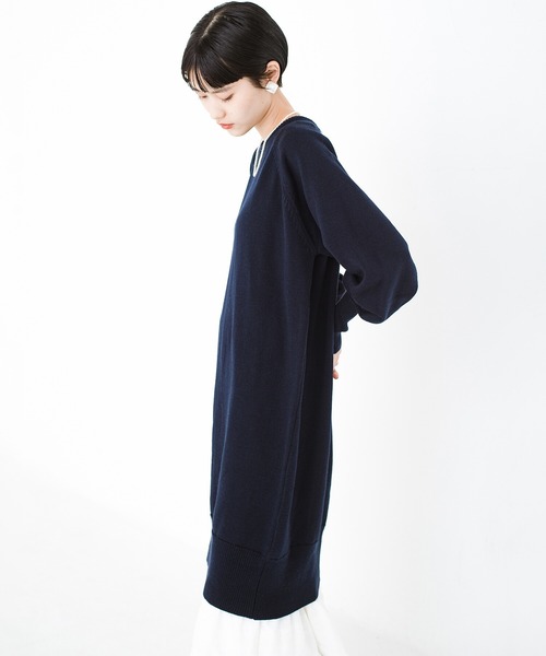 haco!(ハコ)の「昔憧れていた凛と背筋の伸びた自信に溢れた大人へ近づくニットワンピース〈ちゃっかりアンチピリング加工〉by que made me(ワンピース・レディース・ネイビー/ブルー・SMALL/MEDIUM/X-LARGE/LARGE)」の20枚目の写真
