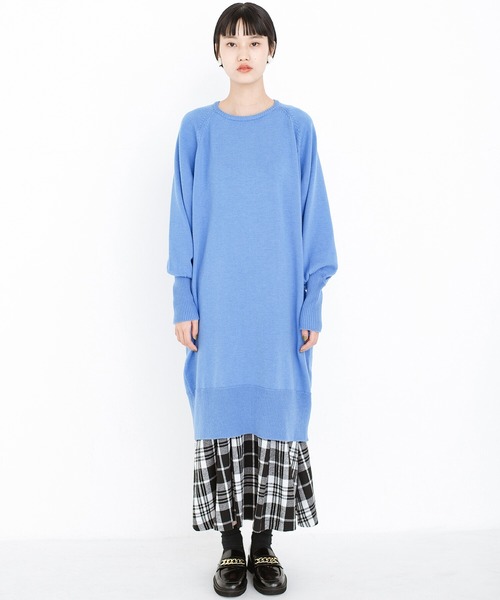 haco!(ハコ)の「昔憧れていた凛と背筋の伸びた自信に溢れた大人へ近づくニットワンピース〈ちゃっかりアンチピリング加工〉by que made me(ワンピース・レディース・ネイビー/ブルー・SMALL/MEDIUM/X-LARGE/LARGE)」の5枚目の写真