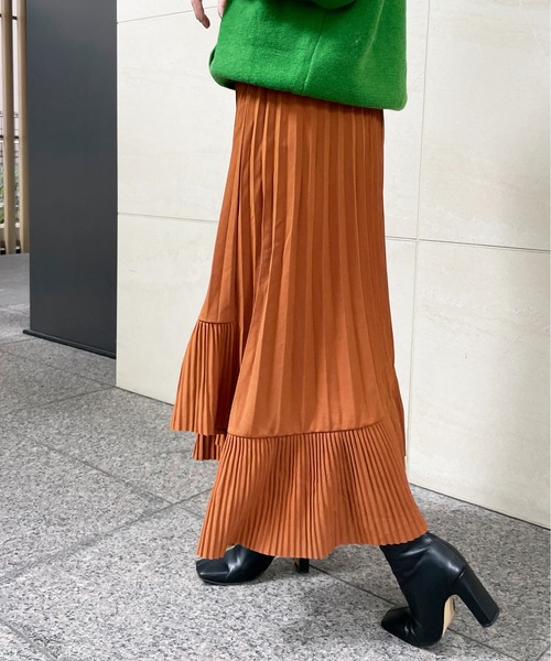 StyleSea（スタイルシー）の「アシメプリーツスカート（スカート・レディース・グリーン/ベージュ/ピンク/ブラウン・FREE）」の10枚目の写真
