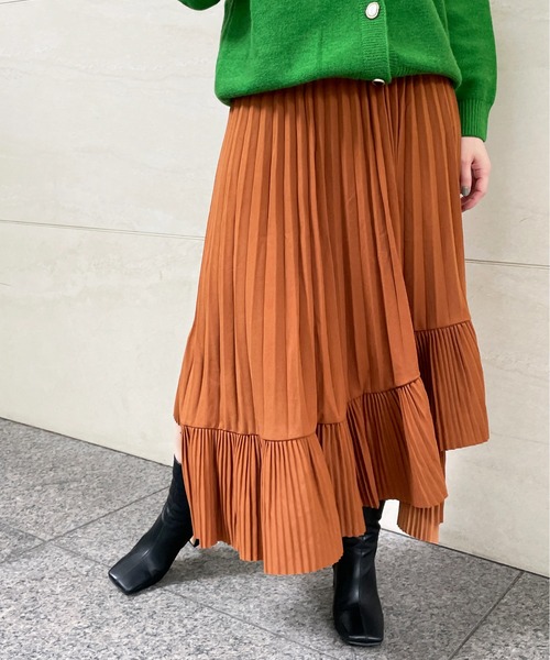 StyleSea（スタイルシー）の「アシメプリーツスカート（スカート・レディース・グリーン/ベージュ/ピンク/ブラウン・FREE）」の11枚目の写真