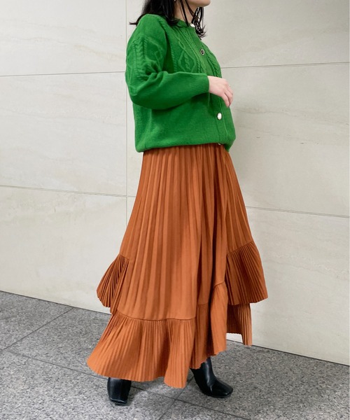 StyleSea（スタイルシー）の「アシメプリーツスカート（スカート・レディース・グリーン/ベージュ/ピンク/ブラウン・FREE）」の8枚目の写真