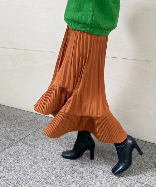 StyleSea（スタイルシー）の「アシメプリーツスカート（スカート・レディース・グリーン/ベージュ/ピンク/ブラウン・FREE）」の12枚目の写真