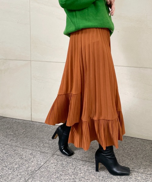 StyleSea（スタイルシー）の「アシメプリーツスカート（スカート・レディース・グリーン/ベージュ/ピンク/ブラウン・FREE）」の15枚目の写真