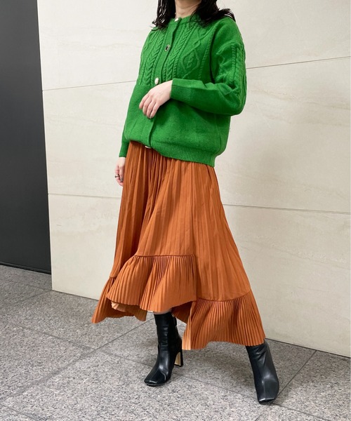 StyleSea（スタイルシー）の「アシメプリーツスカート（スカート・レディース・グリーン/ベージュ/ピンク/ブラウン・FREE）」の5枚目の写真