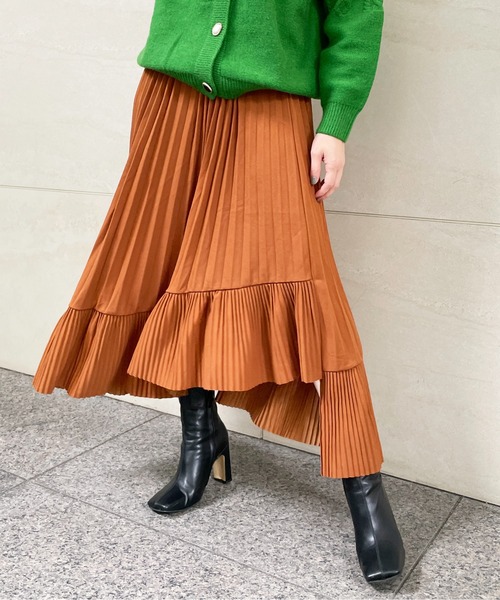StyleSea（スタイルシー）の「アシメプリーツスカート（スカート・レディース・グリーン/ベージュ/ピンク/ブラウン・FREE）」の9枚目の写真