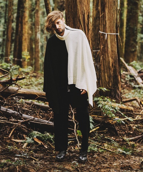 NO ID.（ノーアイディ）の「3WAYニットZIPポンチョ（ポンチョ・メンズ・グリーン/アイボリー/ブラック・ONE SIZE）」の22枚目の写真