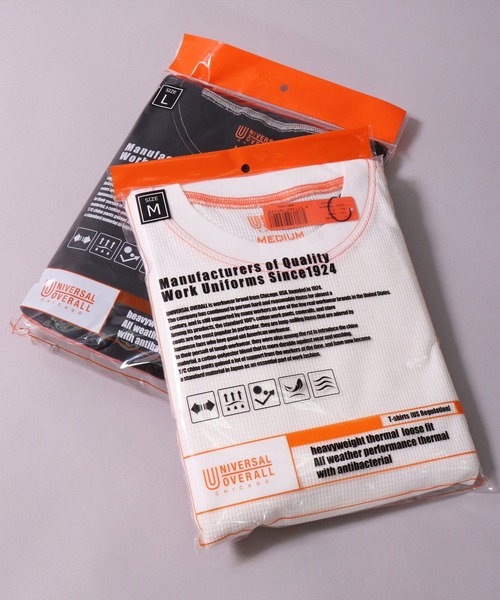 UNIVERSAL OVERALL（ユニバーサルオーバーオール）の「(LG)【UNIVERSAL OVERALL】【パックT】ルーズフィット ワッフル 長袖 Tシャツ（Tシャツ/カットソー・メンズ・ホワイト/ホワイト系その他/ブラック系その他/ブラック・MEDIUM/LARGE）」の14枚目の写真
