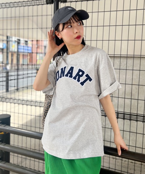 Niell（ニール）の「【CONART】サガラロゴ ビッグ オーバーサイズ コットン100 無地 1/2スリーブ Tシャツ（Tシャツ/カットソー・レディース・ネイビー/ホワイト/ダークグリーン/グレー/ブラック・M/L）」の7枚目の写真