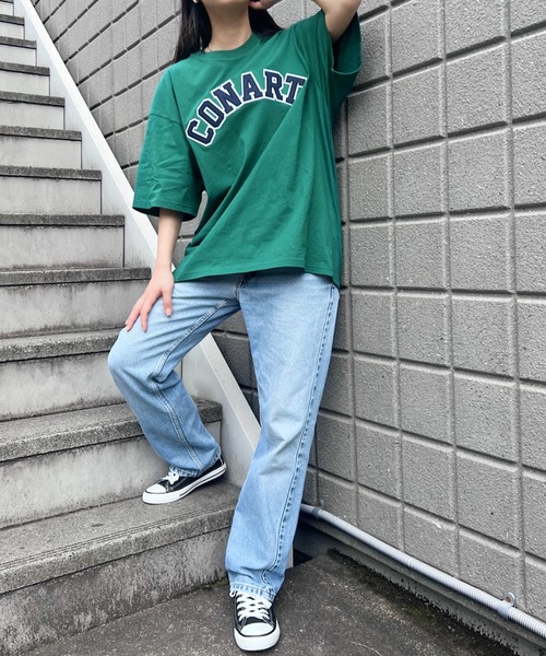 Niell（ニール）の「【CONART】サガラロゴ ビッグ オーバーサイズ コットン100 無地 1/2スリーブ Tシャツ（Tシャツ/カットソー・レディース・ネイビー/ホワイト/ダークグリーン/グレー/ブラック・M/L）」の15枚目の写真