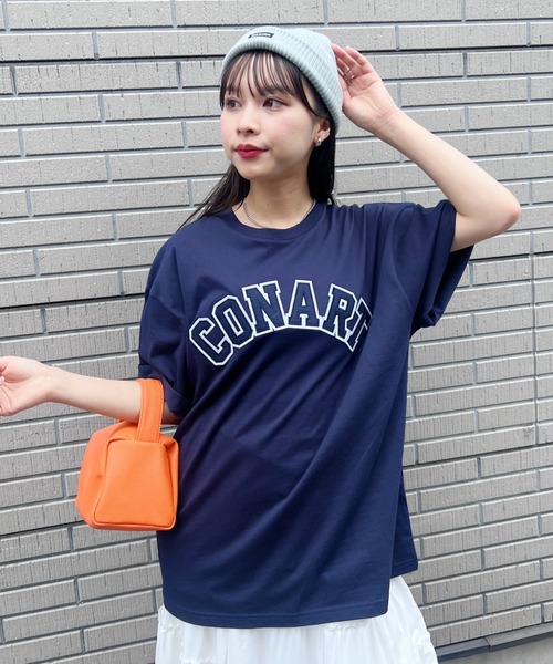 Niell（ニール）の「【CONART】サガラロゴ ビッグ オーバーサイズ コットン100 無地 1/2スリーブ Tシャツ（Tシャツ/カットソー・レディース・ネイビー/ホワイト/ダークグリーン/グレー/ブラック・M/L）」の20枚目の写真