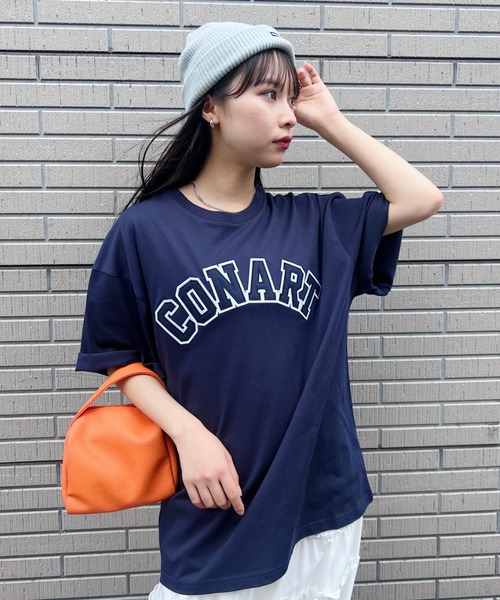 Niell（ニール）の「【CONART】サガラロゴ ビッグ オーバーサイズ コットン100 無地 1/2スリーブ Tシャツ（Tシャツ/カットソー・レディース・ネイビー/ホワイト/ダークグリーン/グレー/ブラック・M/L）」の21枚目の写真