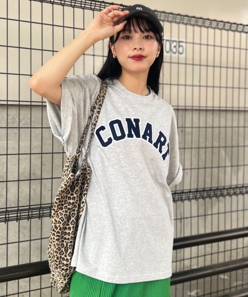 Niell（ニール）の「【CONART】サガラロゴ ビッグ オーバーサイズ コットン100 無地 1/2スリーブ Tシャツ（Tシャツ/カットソー・レディース・ネイビー/ホワイト/ダークグリーン/グレー/ブラック・M/L）」の8枚目の写真