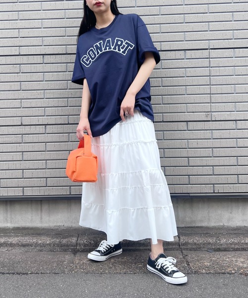 Niell（ニール）の「【CONART】サガラロゴ ビッグ オーバーサイズ コットン100 無地 1/2スリーブ Tシャツ（Tシャツ/カットソー・レディース・ネイビー/ホワイト/ダークグリーン/グレー/ブラック・M/L）」の22枚目の写真