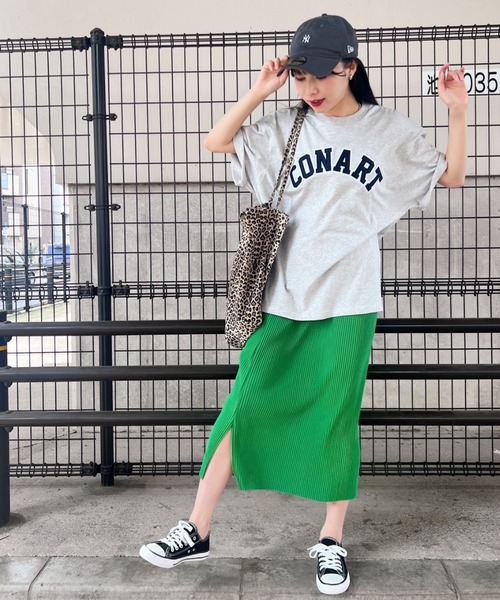 Niell（ニール）の「【CONART】サガラロゴ ビッグ オーバーサイズ コットン100 無地 1/2スリーブ Tシャツ（Tシャツ/カットソー・レディース・ネイビー/ホワイト/ダークグリーン/グレー/ブラック・M/L）」の11枚目の写真