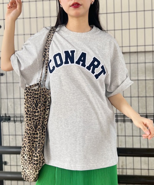 Niell（ニール）の「【CONART】サガラロゴ ビッグ オーバーサイズ コットン100 無地 1/2スリーブ Tシャツ（Tシャツ/カットソー・レディース・ネイビー/ホワイト/ダークグリーン/グレー/ブラック・M/L）」の6枚目の写真
