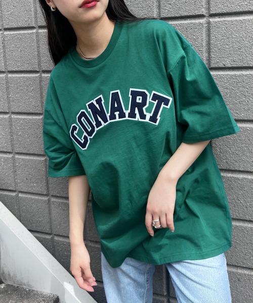 Niell（ニール）の「【CONART】サガラロゴ ビッグ オーバーサイズ コットン100 無地 1/2スリーブ Tシャツ（Tシャツ/カットソー・レディース・ネイビー/ホワイト/ダークグリーン/グレー/ブラック・M/L）」の14枚目の写真