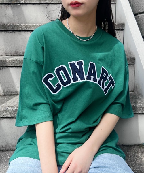 Niell（ニール）の「【CONART】サガラロゴ ビッグ オーバーサイズ コットン100 無地 1/2スリーブ Tシャツ（Tシャツ/カットソー・レディース・ネイビー/ホワイト/ダークグリーン/グレー/ブラック・M/L）」の12枚目の写真