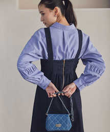 NATURAL BEAUTY BASIC | キーネックデニムドレス(ワンピース)