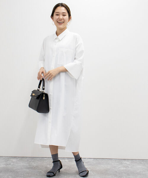 NOLLEY’S(ノーリーズ)の「《手洗い可能》シャツワンピース(シャツワンピース・レディース・ネイビー/ホワイト・38)」の4枚目の写真