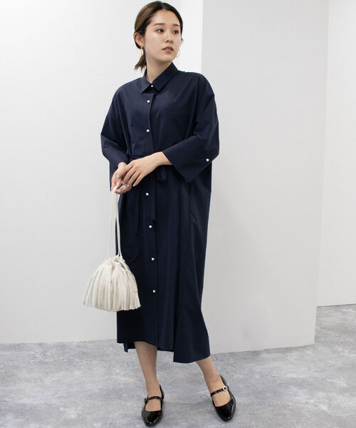 NOLLEY’S(ノーリーズ)の「《手洗い可能》シャツワンピース(シャツワンピース・レディース・ネイビー/ホワイト・38)」の8枚目の写真