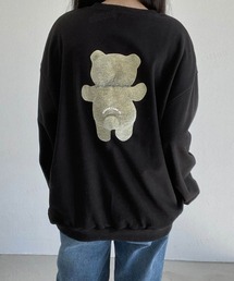 Dalfwin | 2023SS 春新作 韓国ファッション スウェット レディース 裏起毛なし LIKEベアプリントスウェット バックプリント トレーナー オーバーサイズ ビッグシルエット ドルマンスリーブ 2023SS 春新作(スウェット)