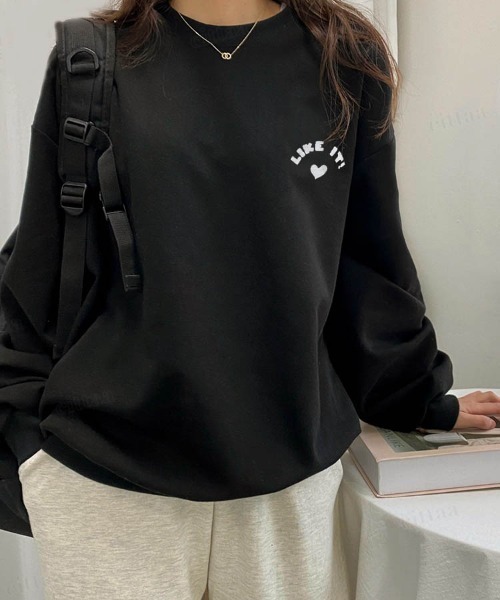 Dalfwin（ダールフィン）の「2023AW 秋冬新作　韓国ファッション スウェット レディース 裏起毛なし　LIKEベアプリントスウェット　バックプリント トレーナー オーバーサイズ ビッグシルエット ドルマンスリーブ 2023AW 秋冬新作（スウェット・レディース・ブラック/アイボリー/オートミール・FREE）」の6枚目の写真