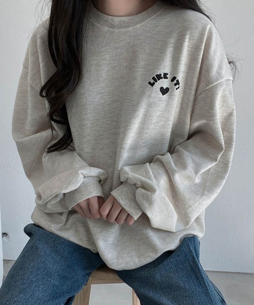 Dalfwin（ダールフィン）の「2023AW 秋冬新作　韓国ファッション スウェット レディース 裏起毛なし　LIKEベアプリントスウェット　バックプリント トレーナー オーバーサイズ ビッグシルエット ドルマンスリーブ 2023AW 秋冬新作（スウェット・レディース・ブラック/アイボリー/オートミール・FREE）」の11枚目の写真