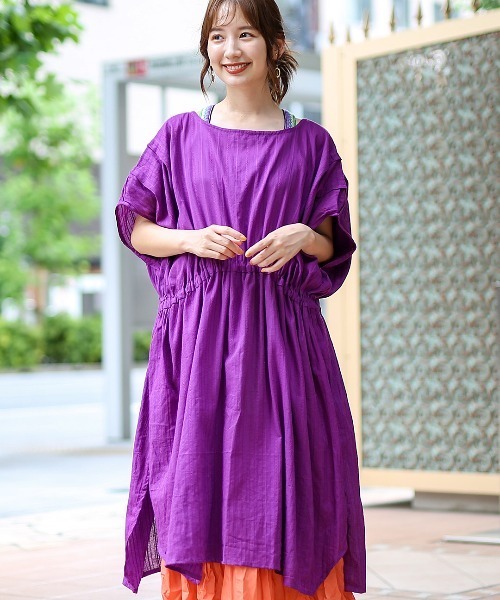 ANNTIAN　アンティアンのワンピース　パープル　紫　オーガニックリネン　麻 ANNTIAN アンティアンのワンピース パープル 紫 オーガニックリネン 麻